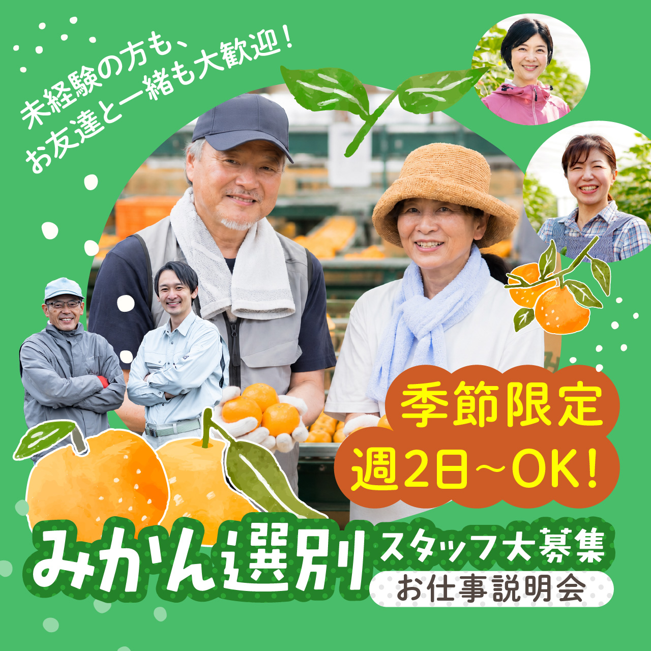 人気の季節限定ワーク！みかん選別スタッフ気軽なお仕事説明会